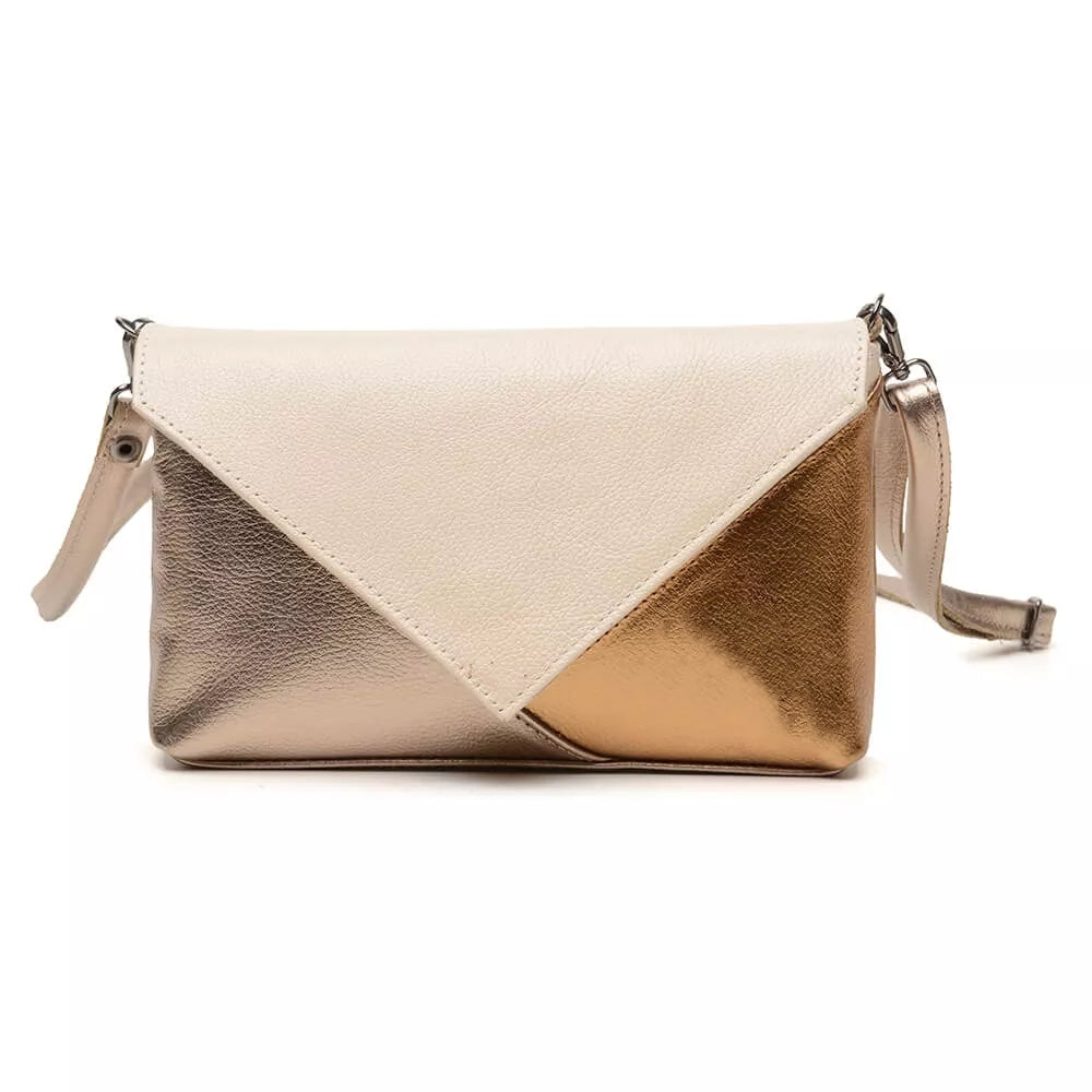 Champagne Colored Leather Lightweight Crossbody Bag