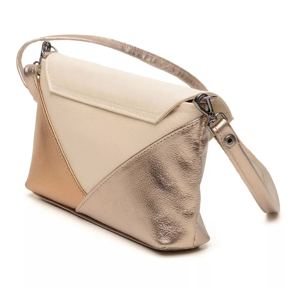 Champagne Colored Leather Lightweight Crossbody Bag