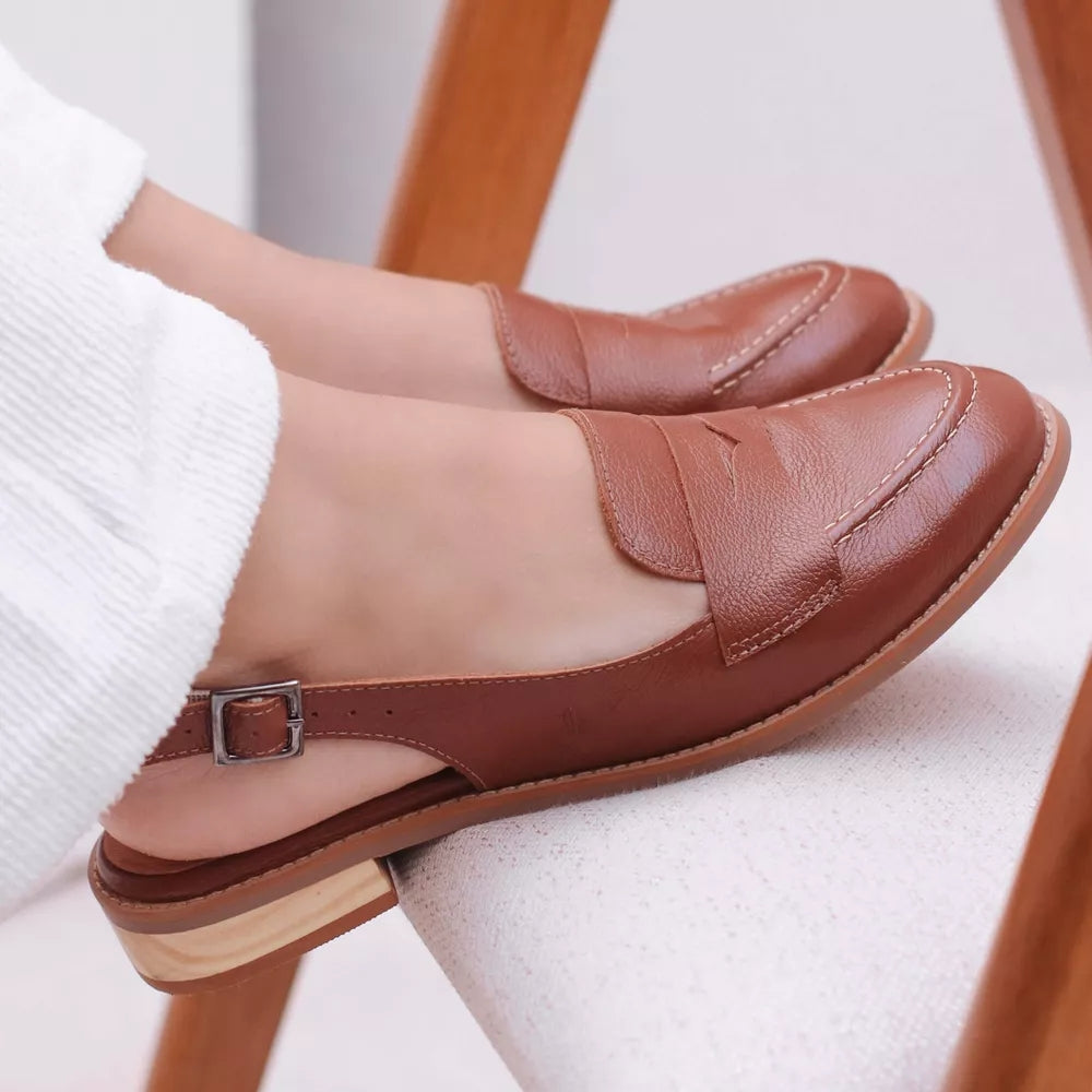 Leather Half Pack Loafers