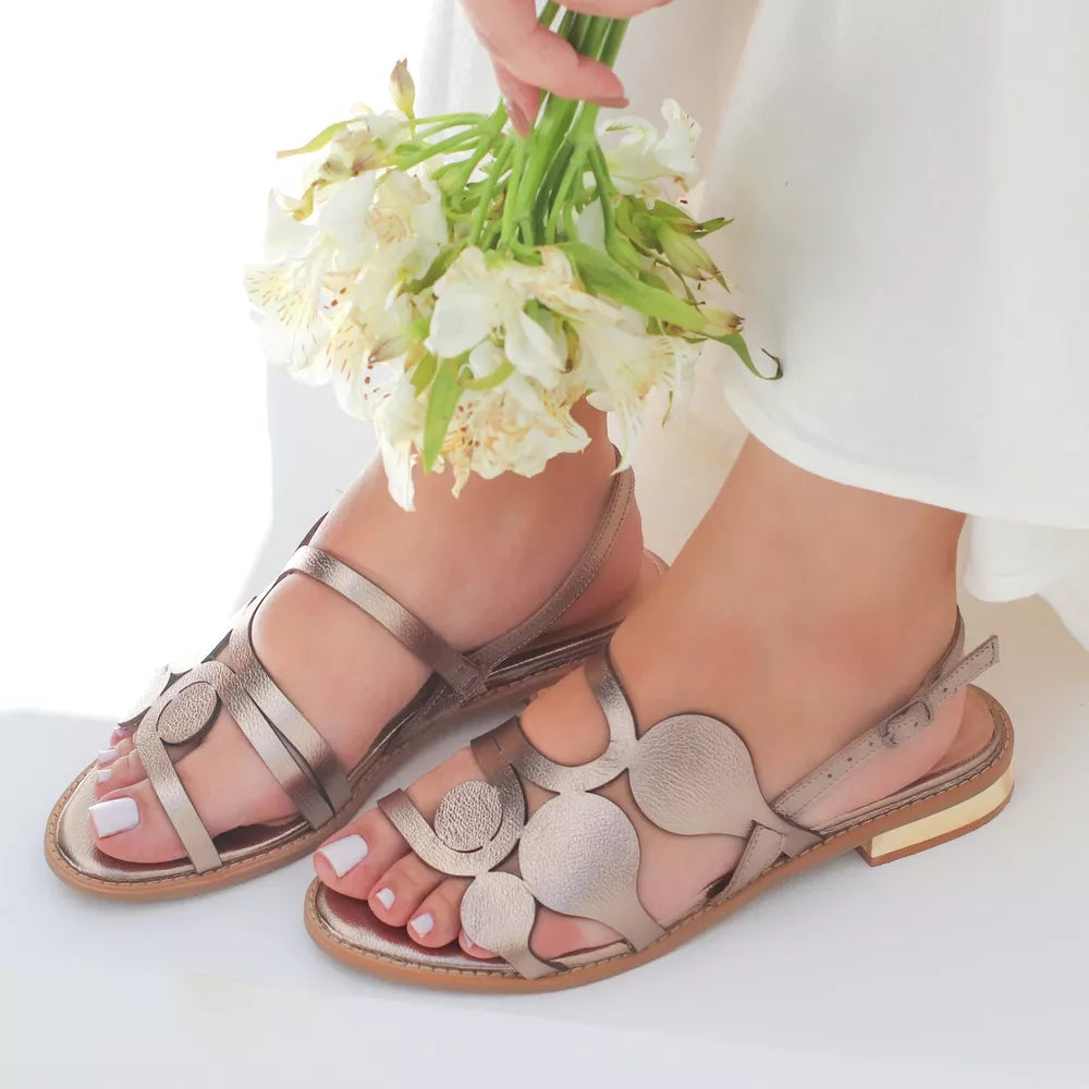Champagne Hollow Low Heeled Sandals