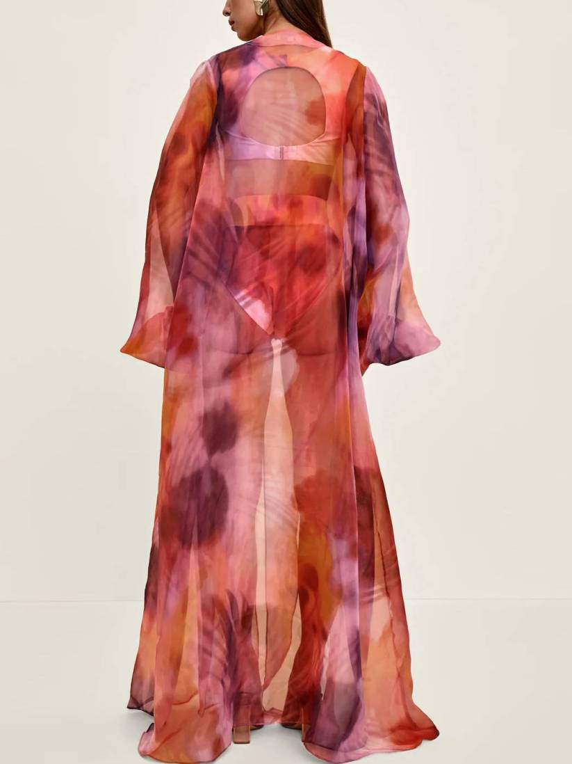 Unique Print Lace Up Dress