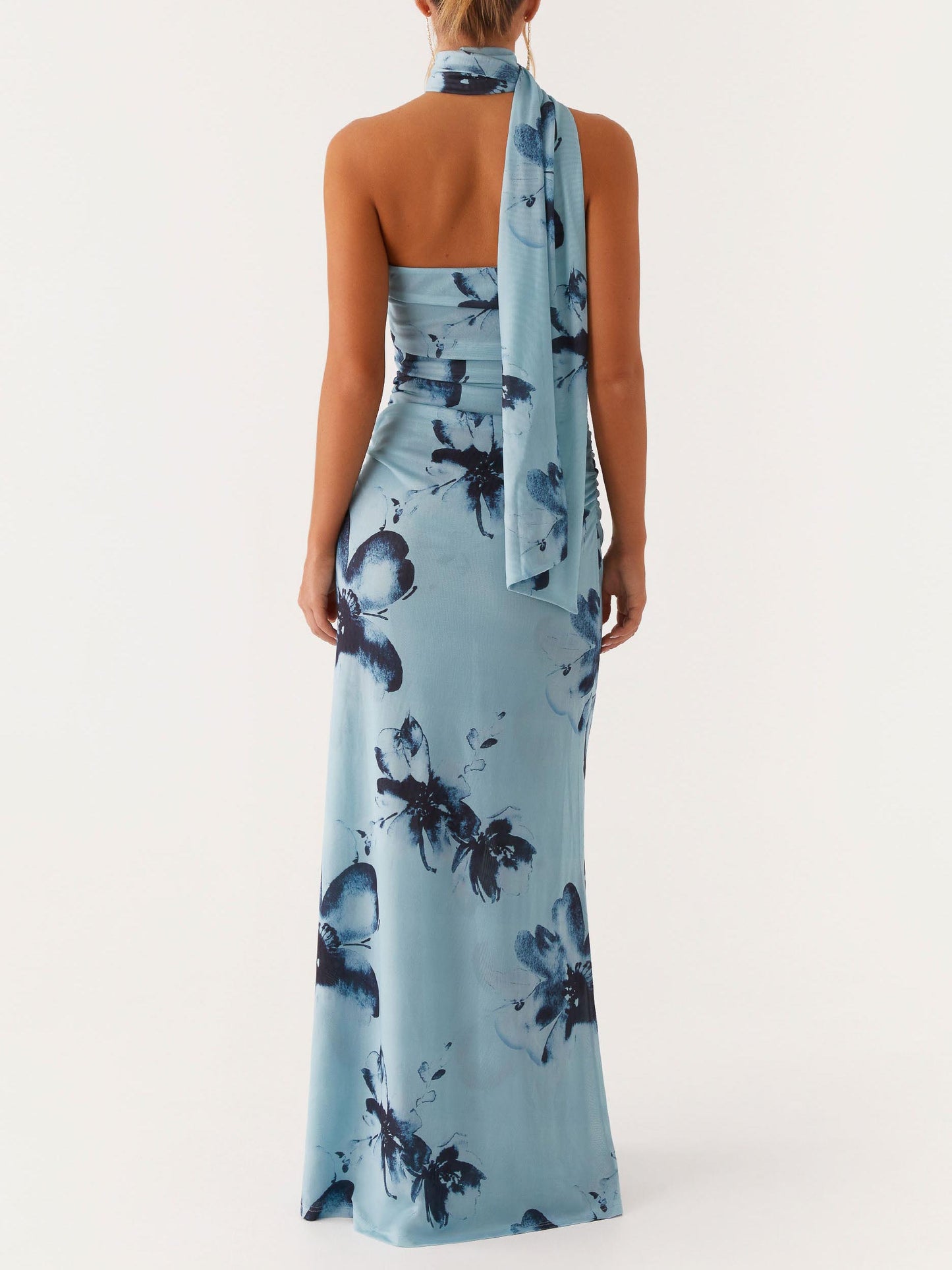 Elegant Floral Print Off-the-shoulder Maxi Dress