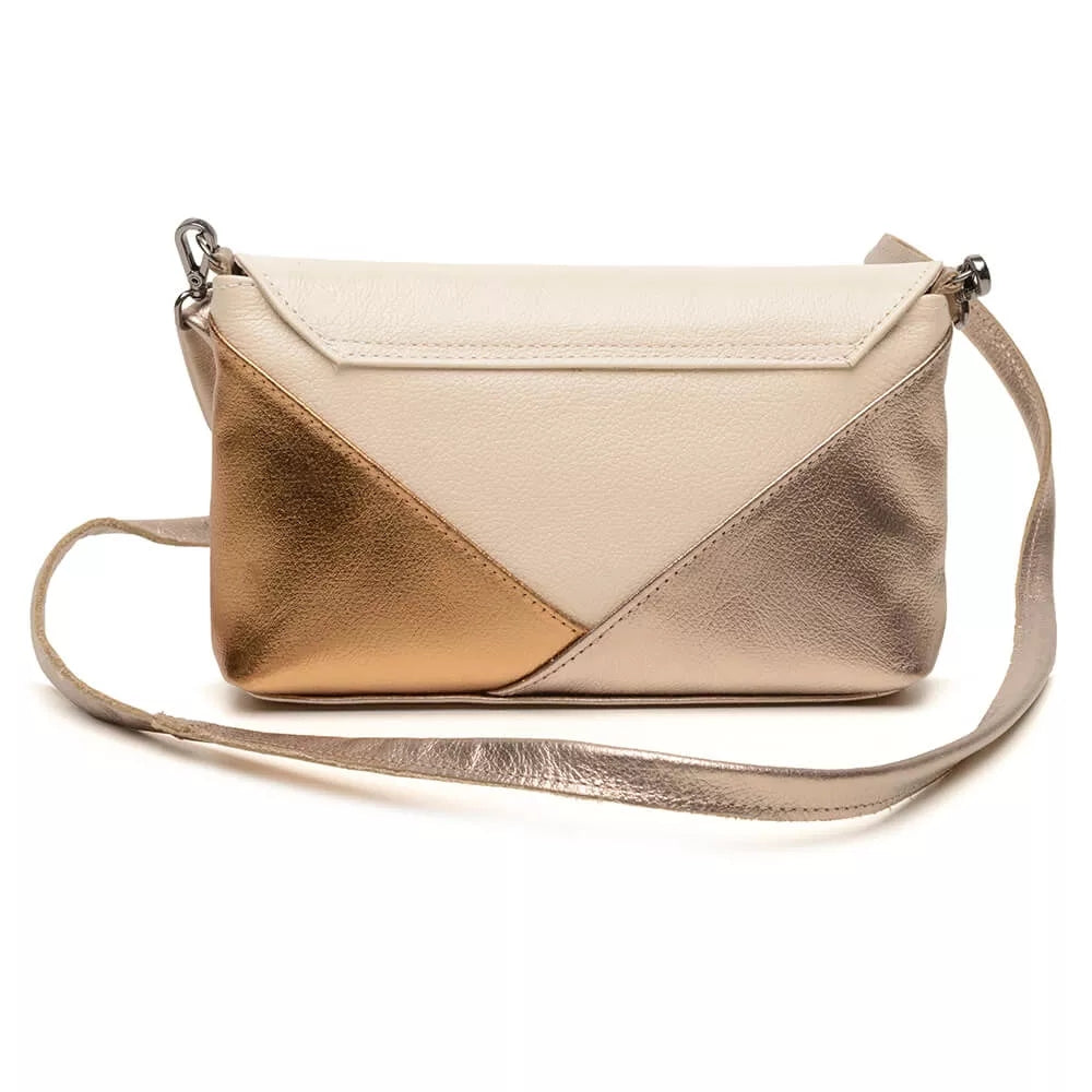 Champagne Colored Leather Lightweight Crossbody Bag