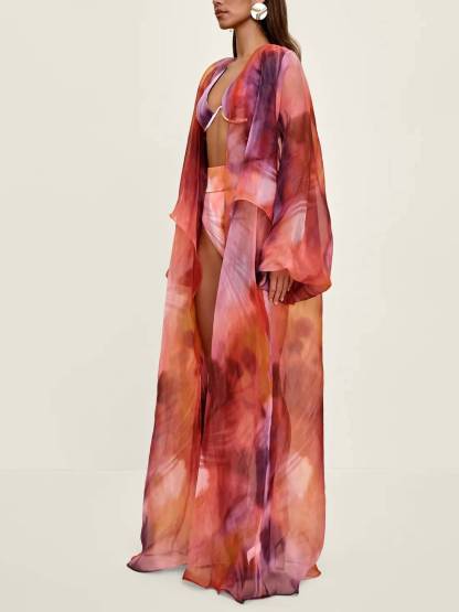 Unique Print Lace Up Dress