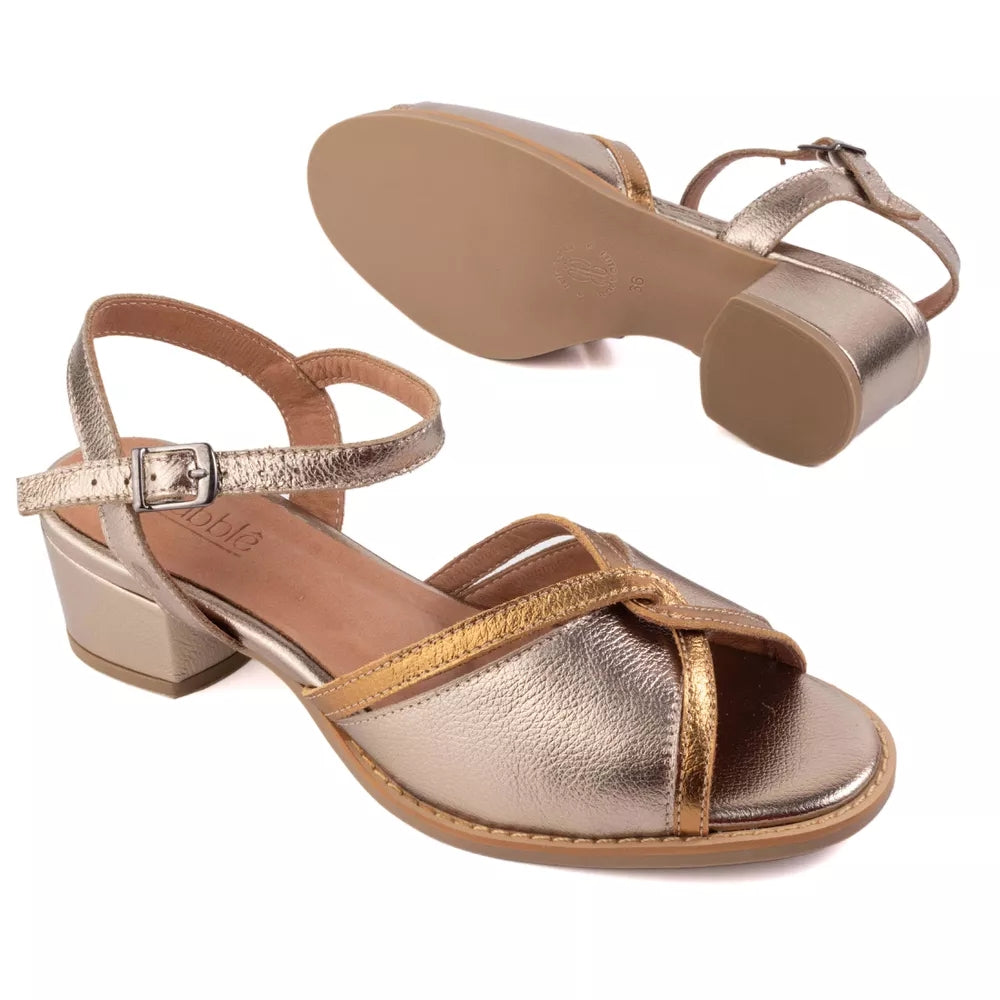 Champagne Cross Fish Mouth Sandals