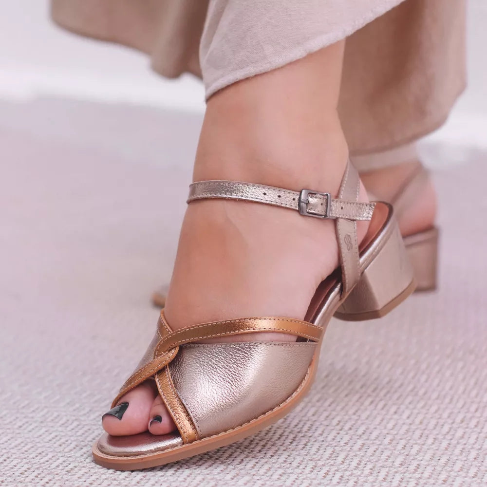 Champagne Cross Fish Mouth Sandals