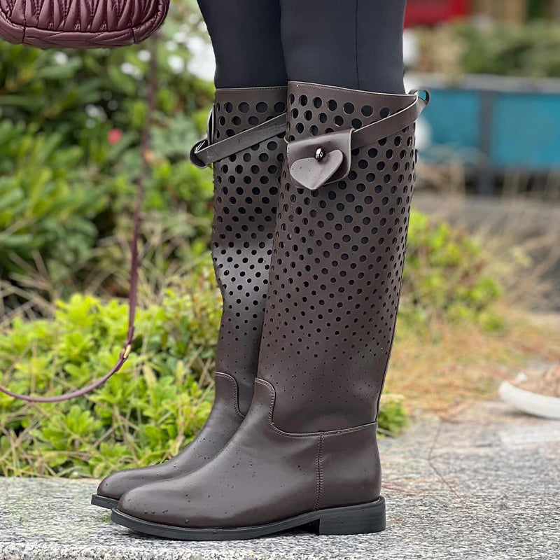 Cutout Flat Knights Boots