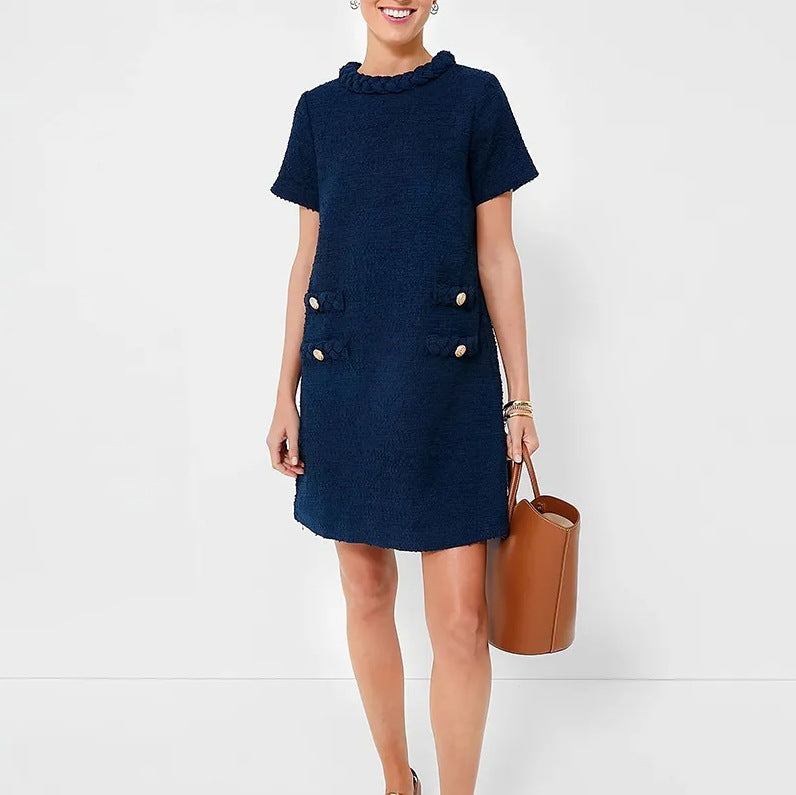 Adorable Tweed Short Sleeve Dress