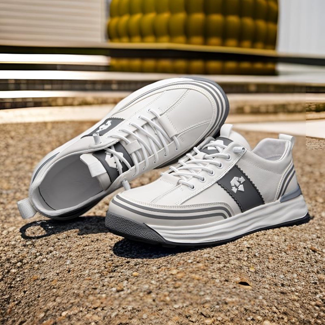 Men's top layer cowhide breathable leather casual sports shoes