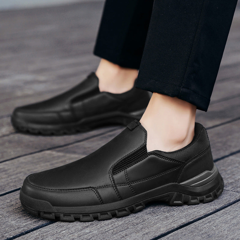 Men's casual lazy people step on thick soled leather shoes
