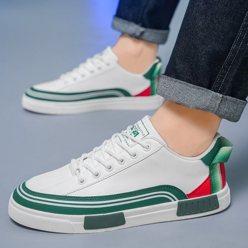 Men's color blocked casual leather board shoes