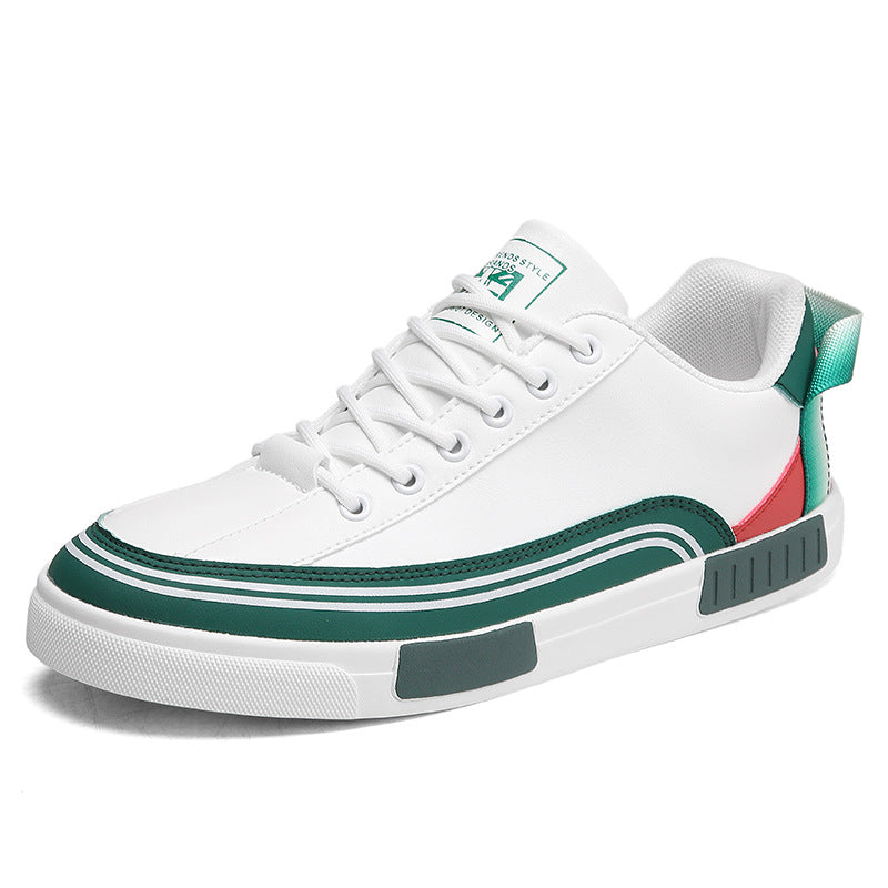 Men's color blocked casual leather board shoes