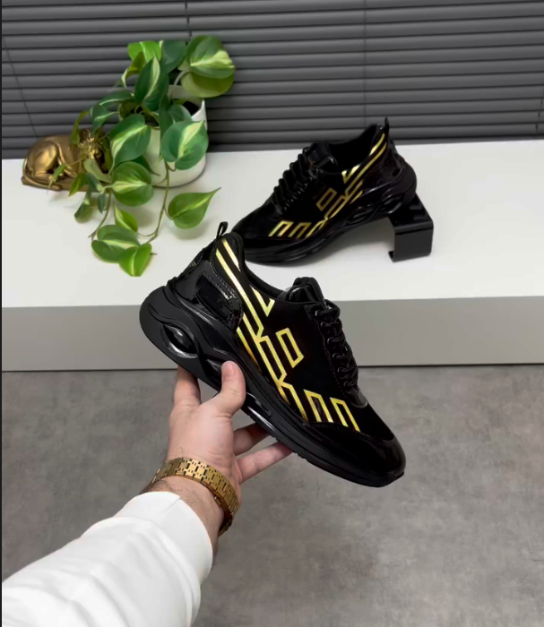Golden Patterned Air Cushion Casual Sports Shoes