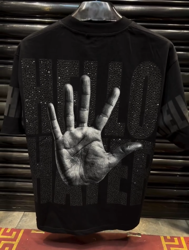 Men's Palm Print Glitter Short Sleeved Shirt