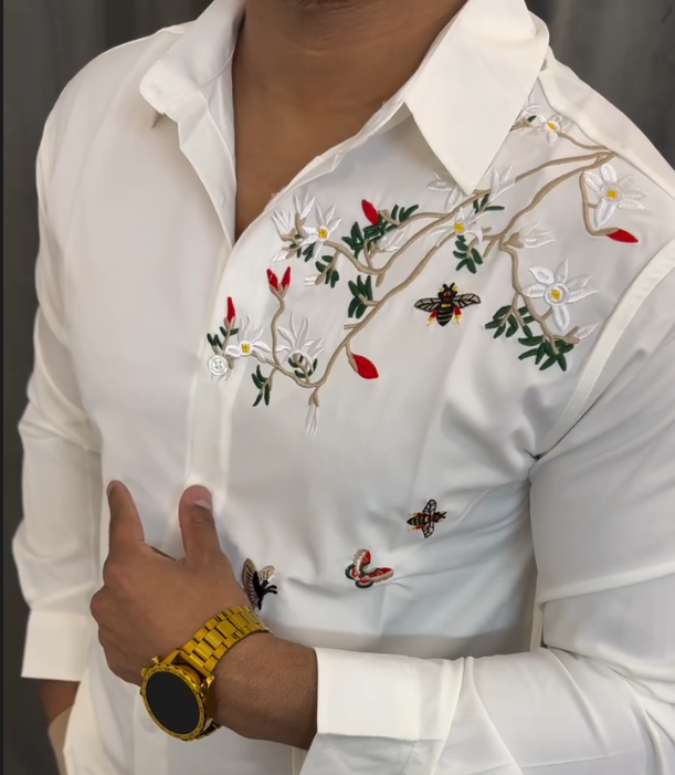 Men's High-quality Embroidered Printed Long Sleeved Shirt