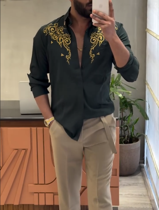 Men's Gold Totem Luxury Long Sleeved Shirt