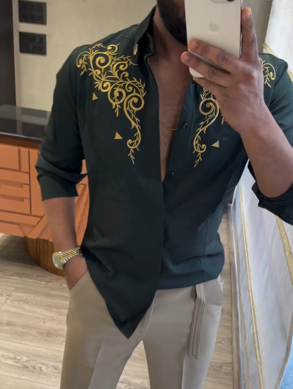 Men's Gold Totem Luxury Long Sleeved Shirt