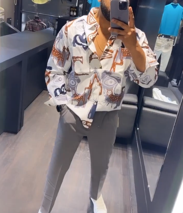 Men's Irregular Graffiti Long Sleeved Shirt