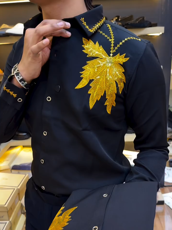 Men's Golden Maple Leaf Long Sleeve Shirt