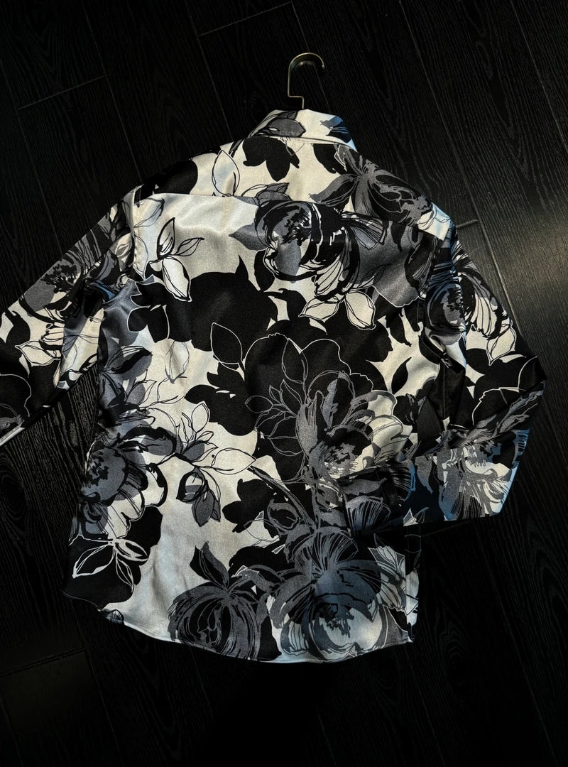 Men's Peony Flower Long Sleeve Shirt