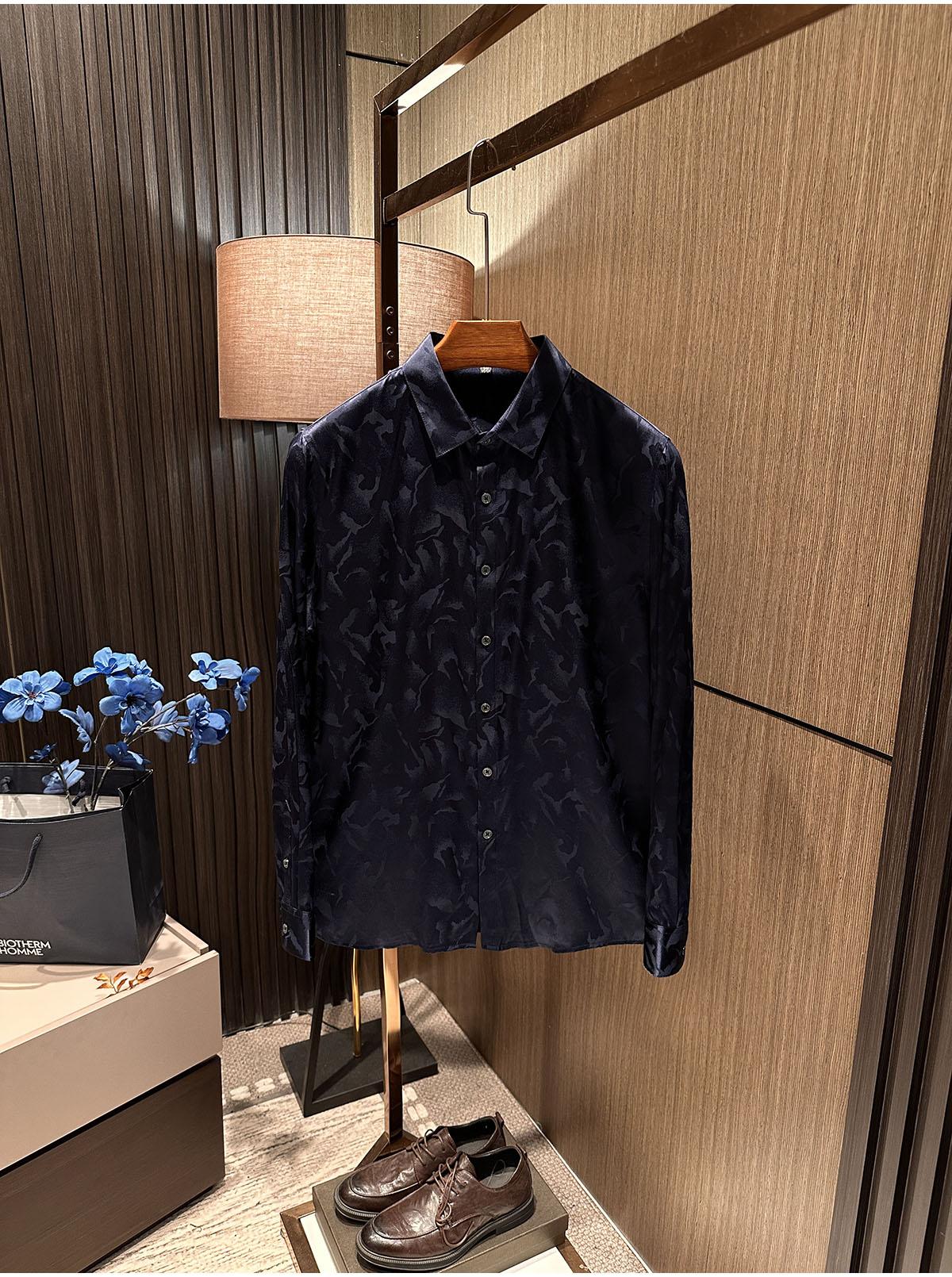 Men's High-end Silky Silk Long Sleeved Shirt