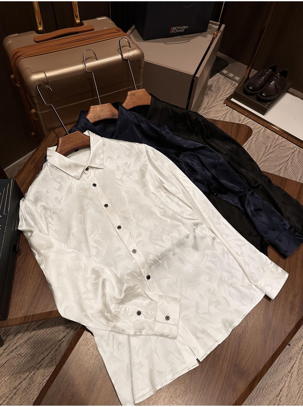 Men's High-end Silky Silk Long Sleeved Shirt