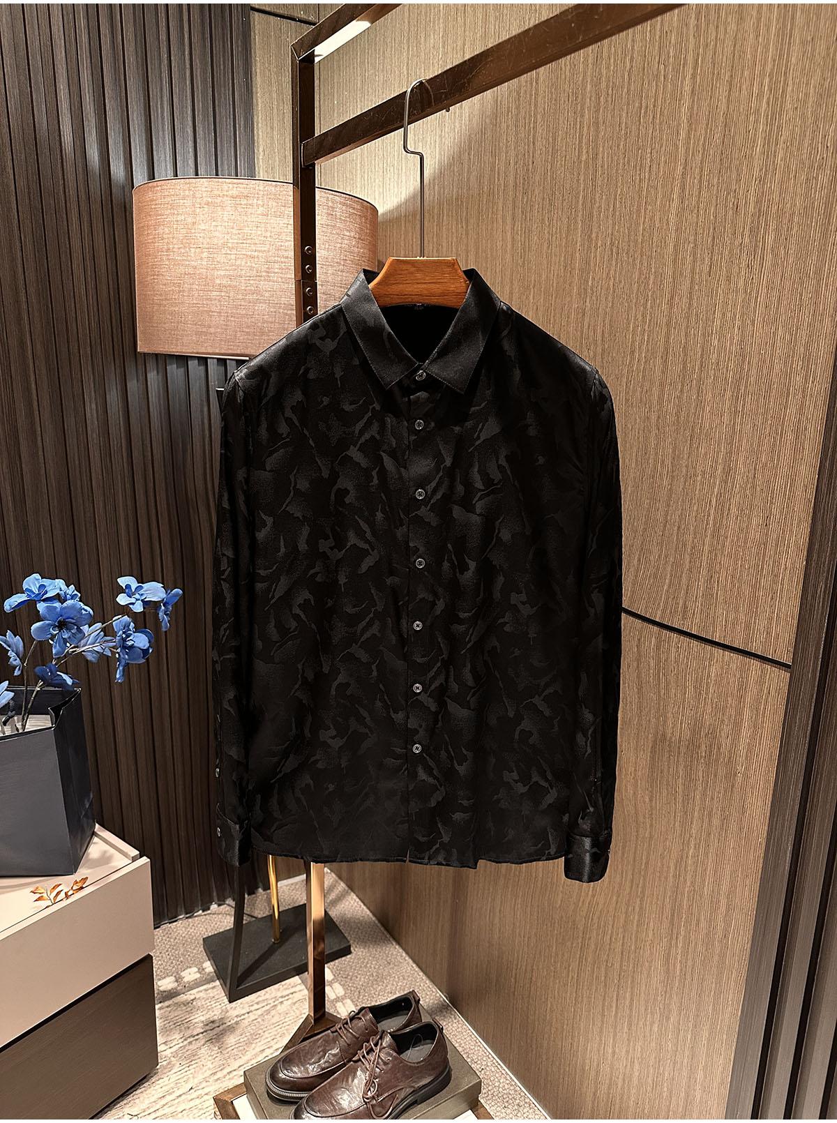 Men's High-end Silky Silk Long Sleeved Shirt