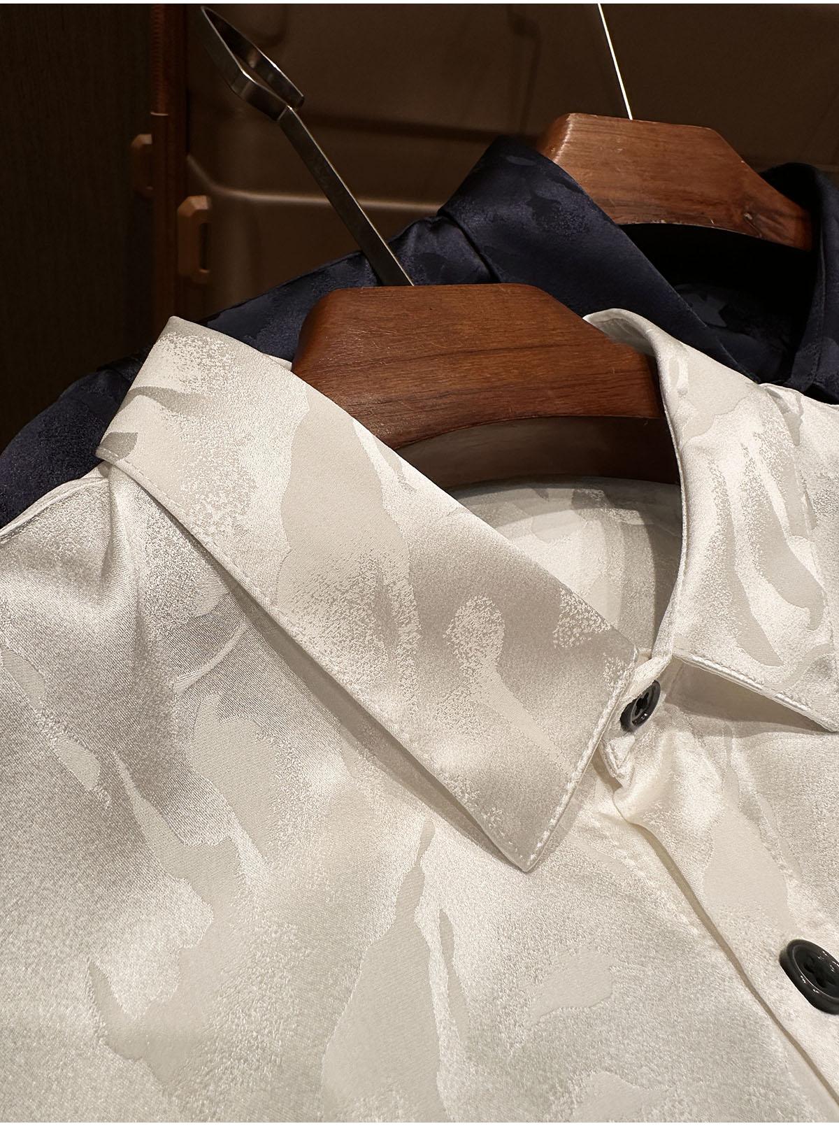 Men's High-end Silky Silk Long Sleeved Shirt