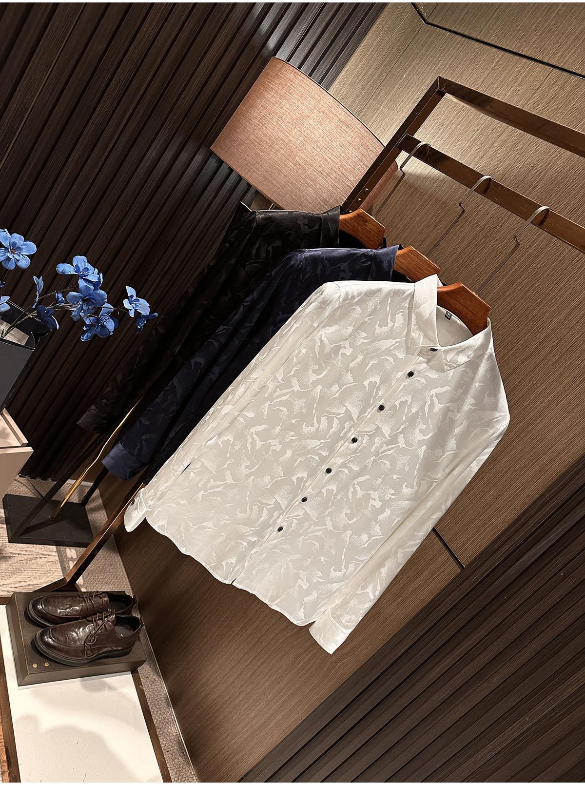 Men's High-end Silky Silk Long Sleeved Shirt