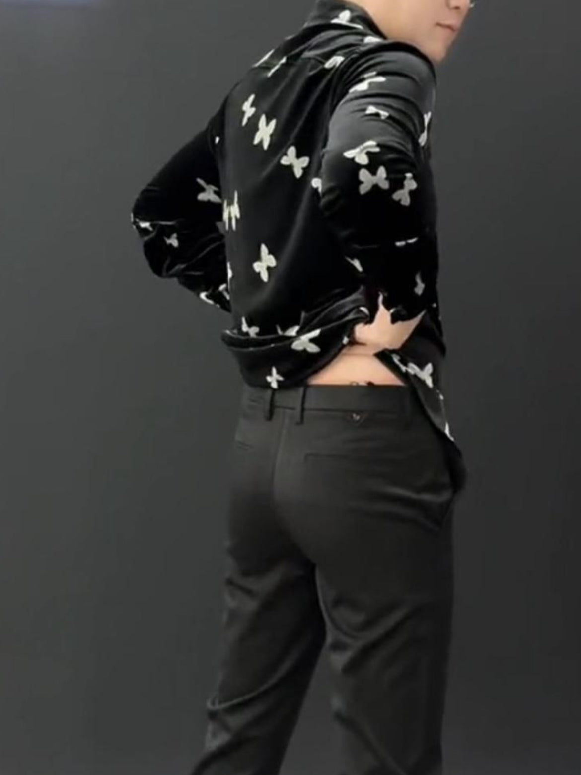 Men's Velvet Butterfly Long Sleeved Shirt