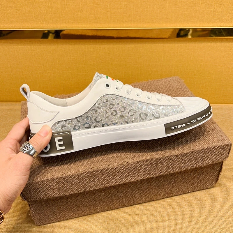 Men's Shiny Leopard Print Casual Shoes