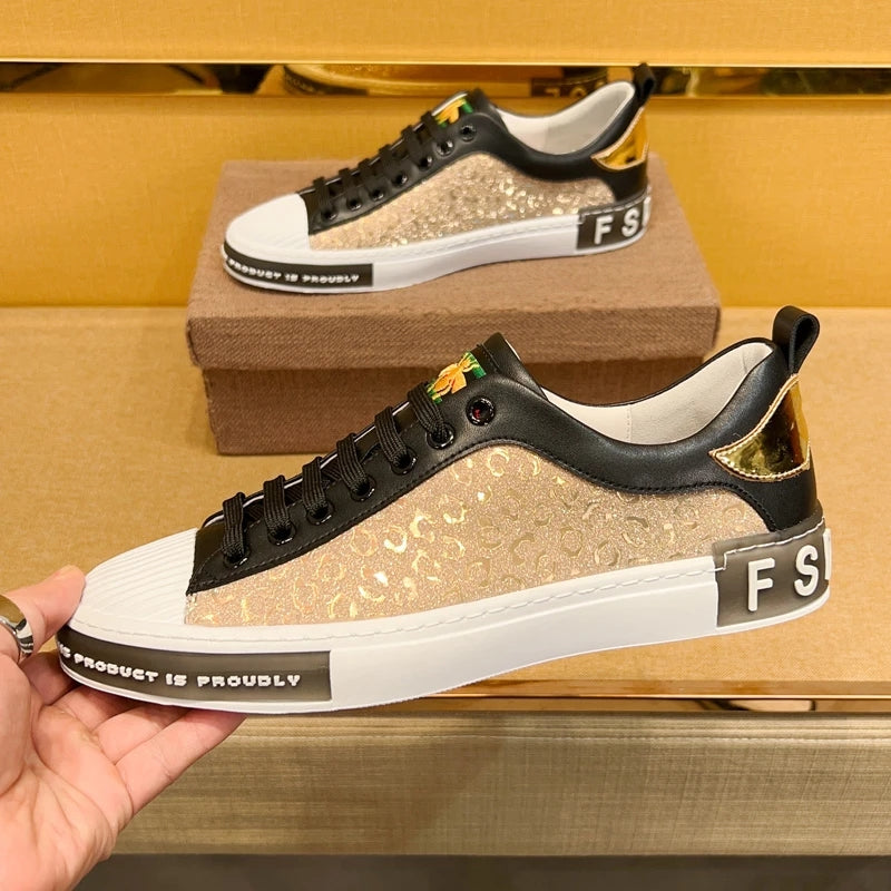 Men's Shiny Leopard Print Casual Shoes