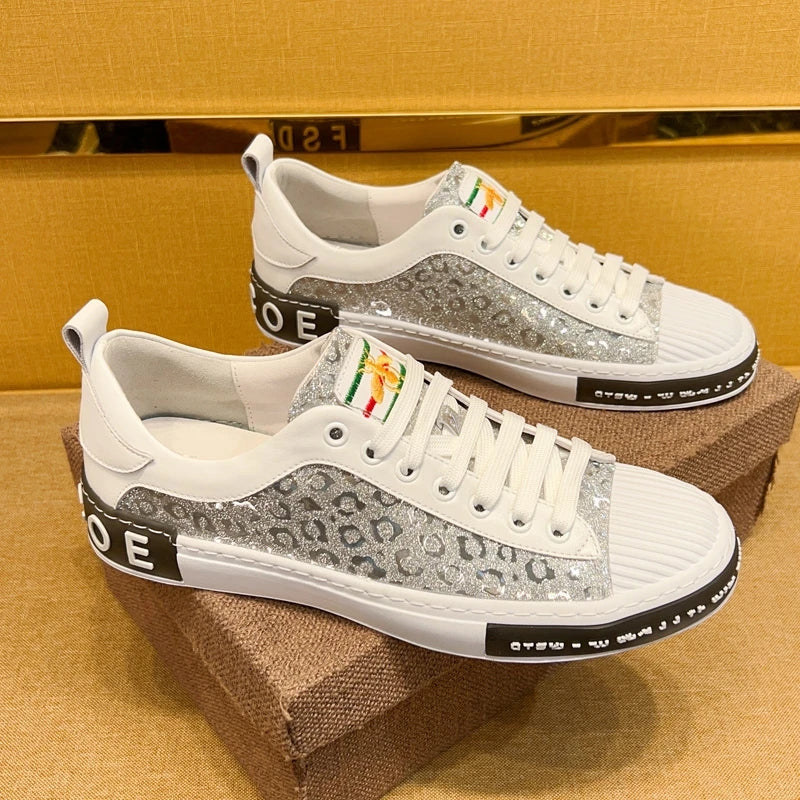 Men's Shiny Leopard Print Casual Shoes