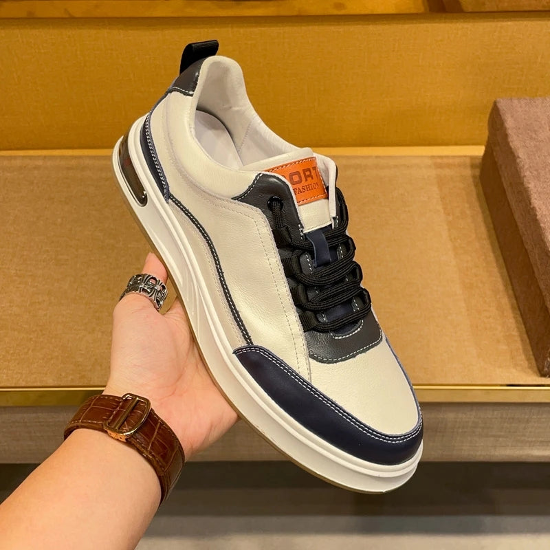 Men's Air Cushion Shock-absorbing Leather Casual Board Shoes