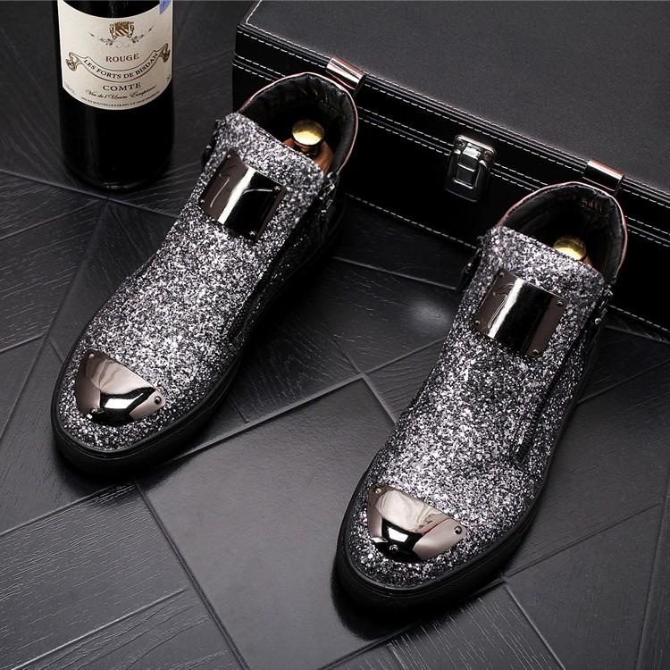 Men's Metal Glitter Casual Martin Boots