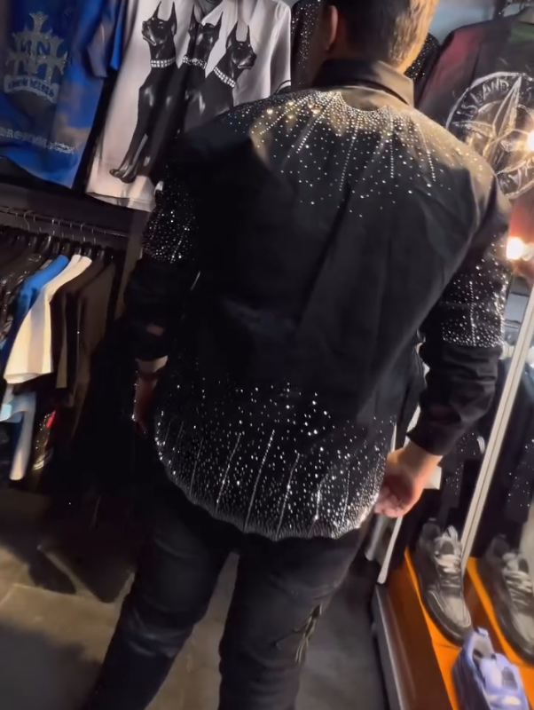 Men's Sparkling Diamond Totem Long Sleeved Shirt