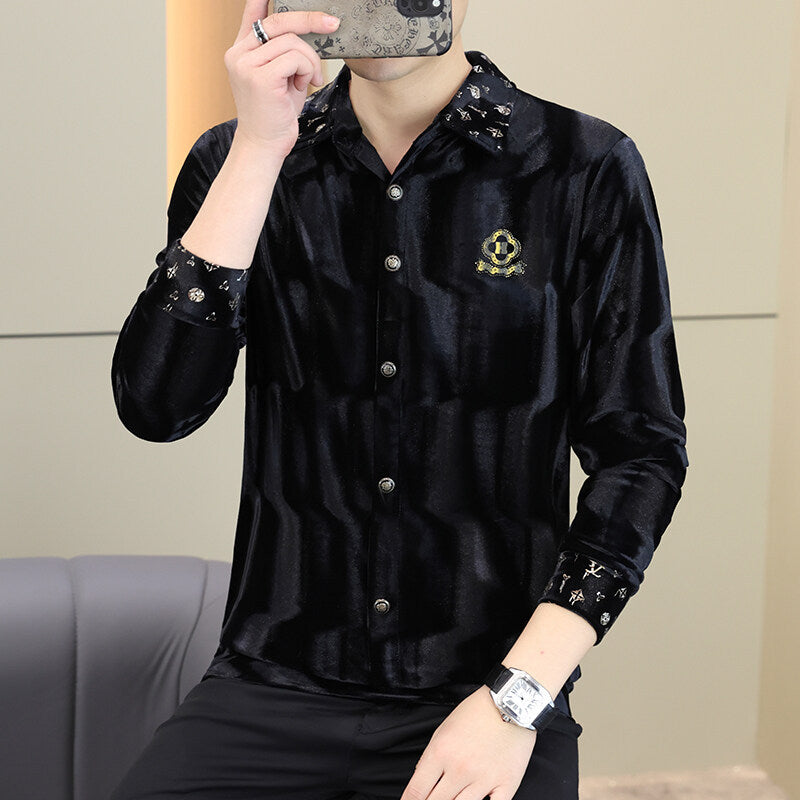 Men's Velvet Luminous Long Sleeve Shirt