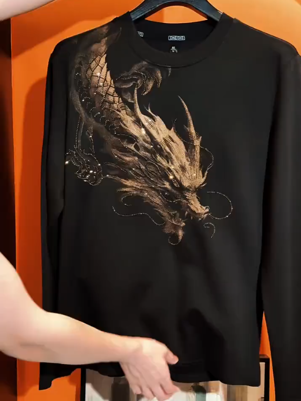 Men's Glitter Dragon Long Sleeved T-shirt