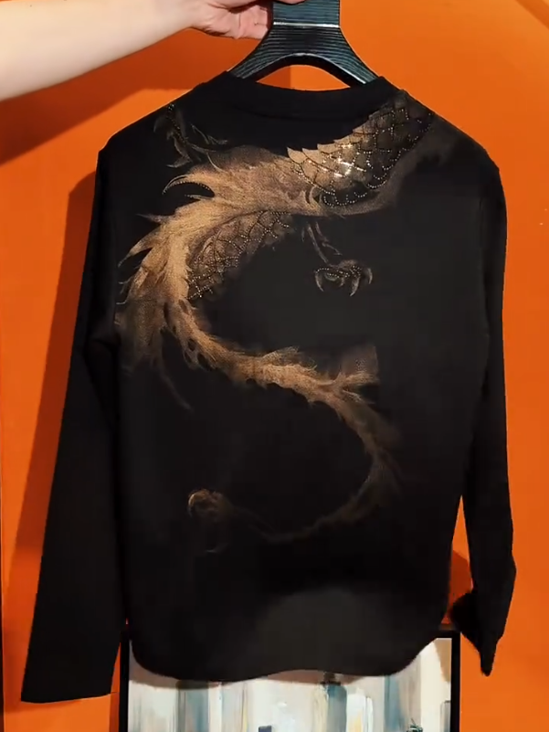 Men's Glitter Dragon Long Sleeved T-shirt