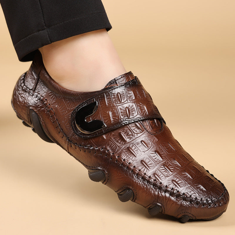 Men's Shiny Crocodile Leather Lightweight Casual Shoes