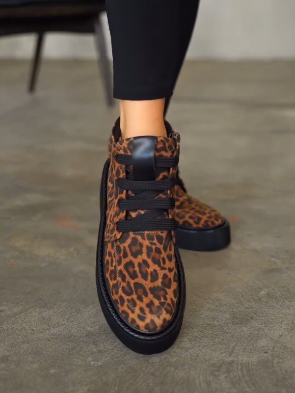 Leopard High Cut Thick Soled Casual Shoes