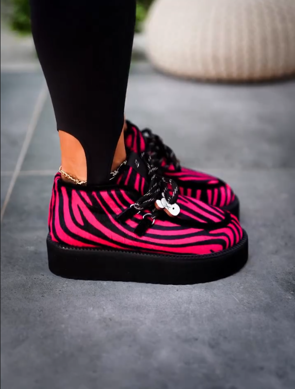 Pink Zebra Punk Sneakers