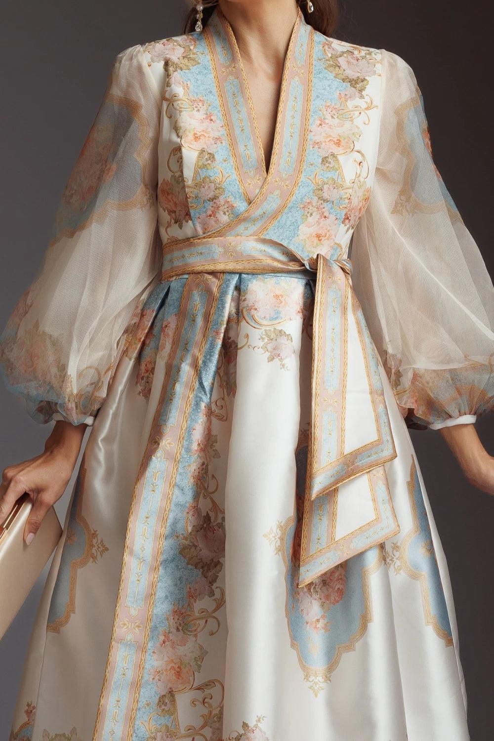 Floral Kimono-Inspired Midi Dress