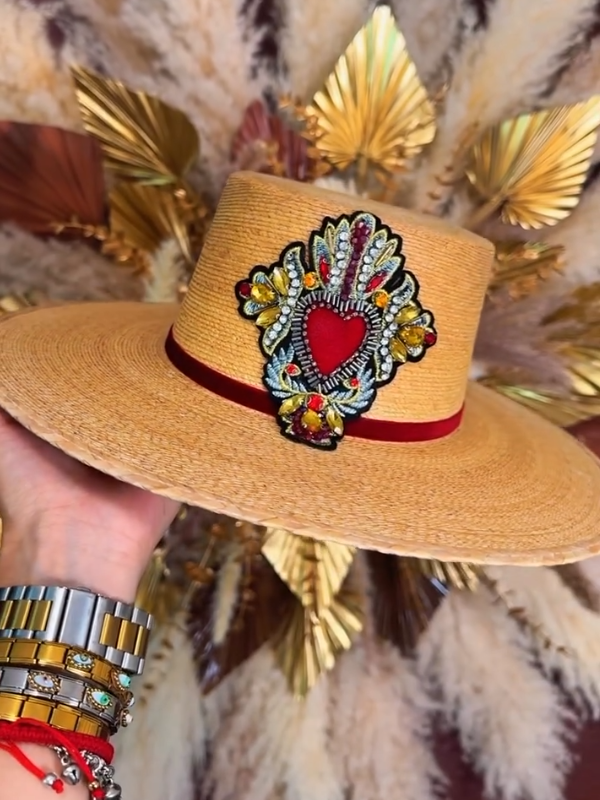 Hamsa Hand Embroidered Straw Hat