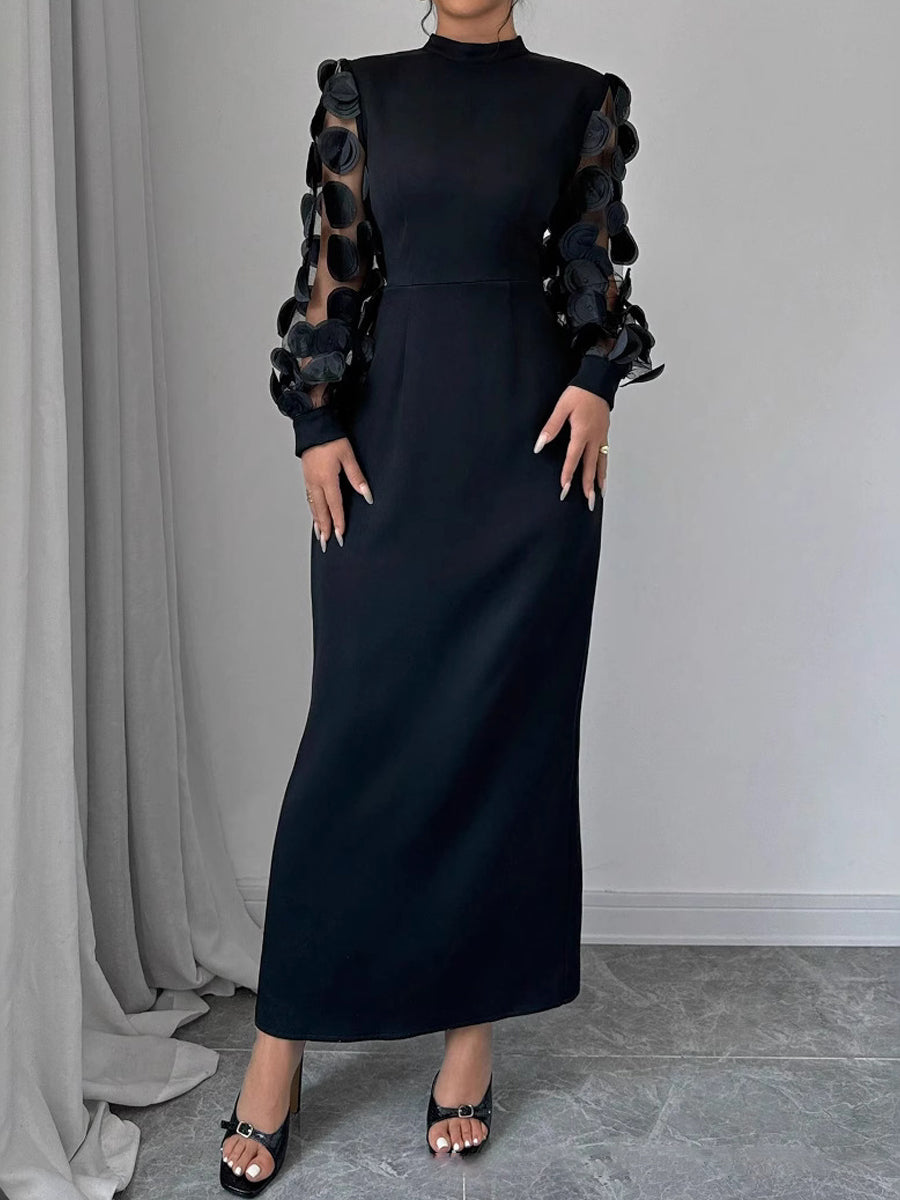 Elegant Stand Collar Hollowed Out Dress