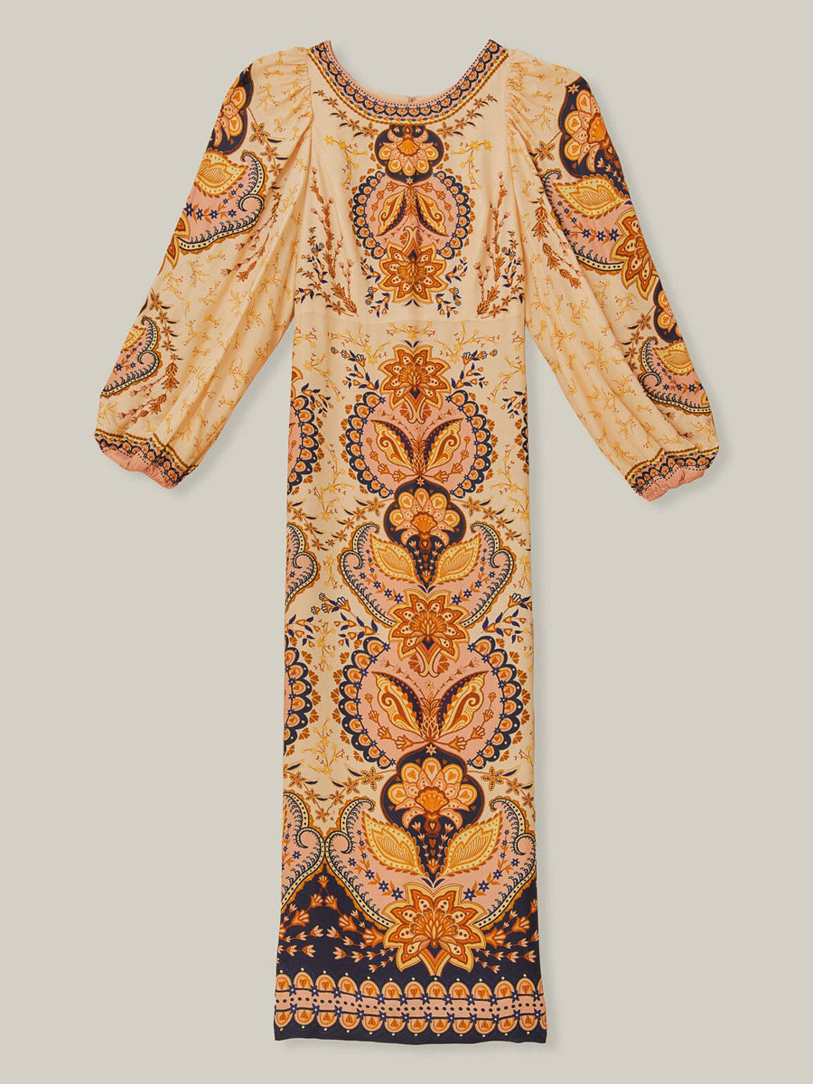 Printed Silt Hem Boho Midi Dress