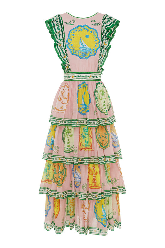 Porcelain Frill Midi Dress