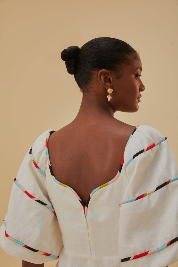 White Colorful Stripes Mini Dress