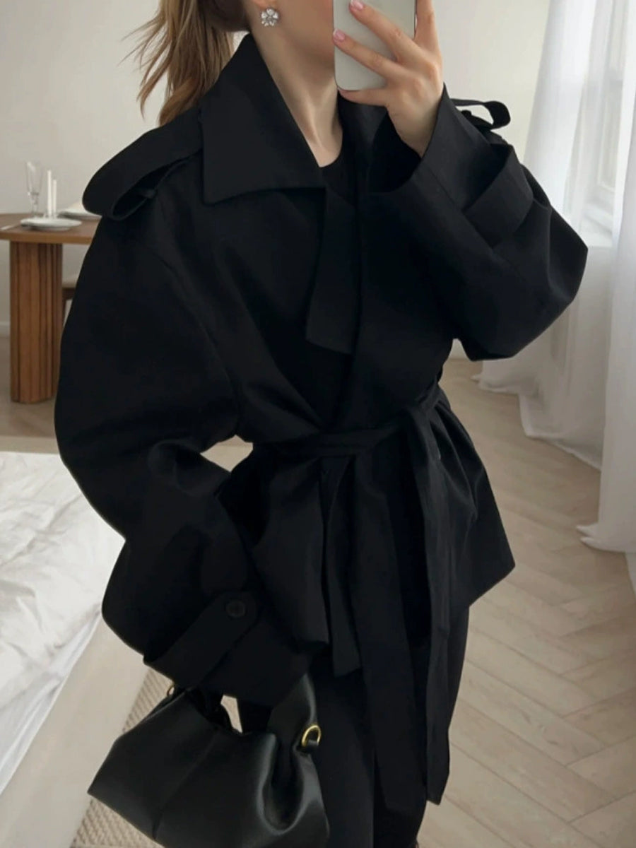 Fashion Lapel Long Sleeve Wind Coat