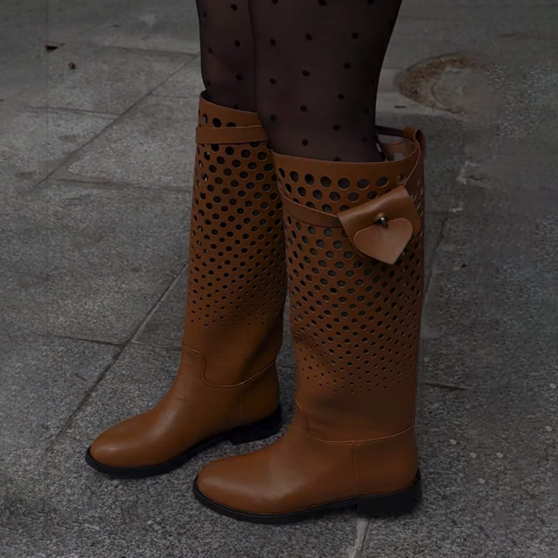 Cutout Flat Knights Boots